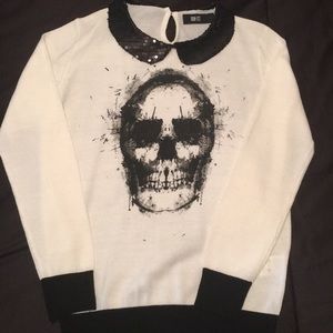 Iron Fist Collared Skull Sweater Size M